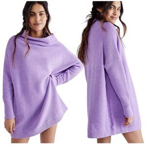 Free People Ottoman Slouchy Tunic Knit Sweater Women's Small Glowing Grape NWT!